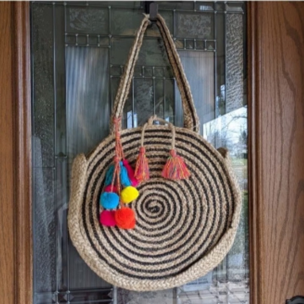 AMERICA & BEYOND Round Woven Jute Bag